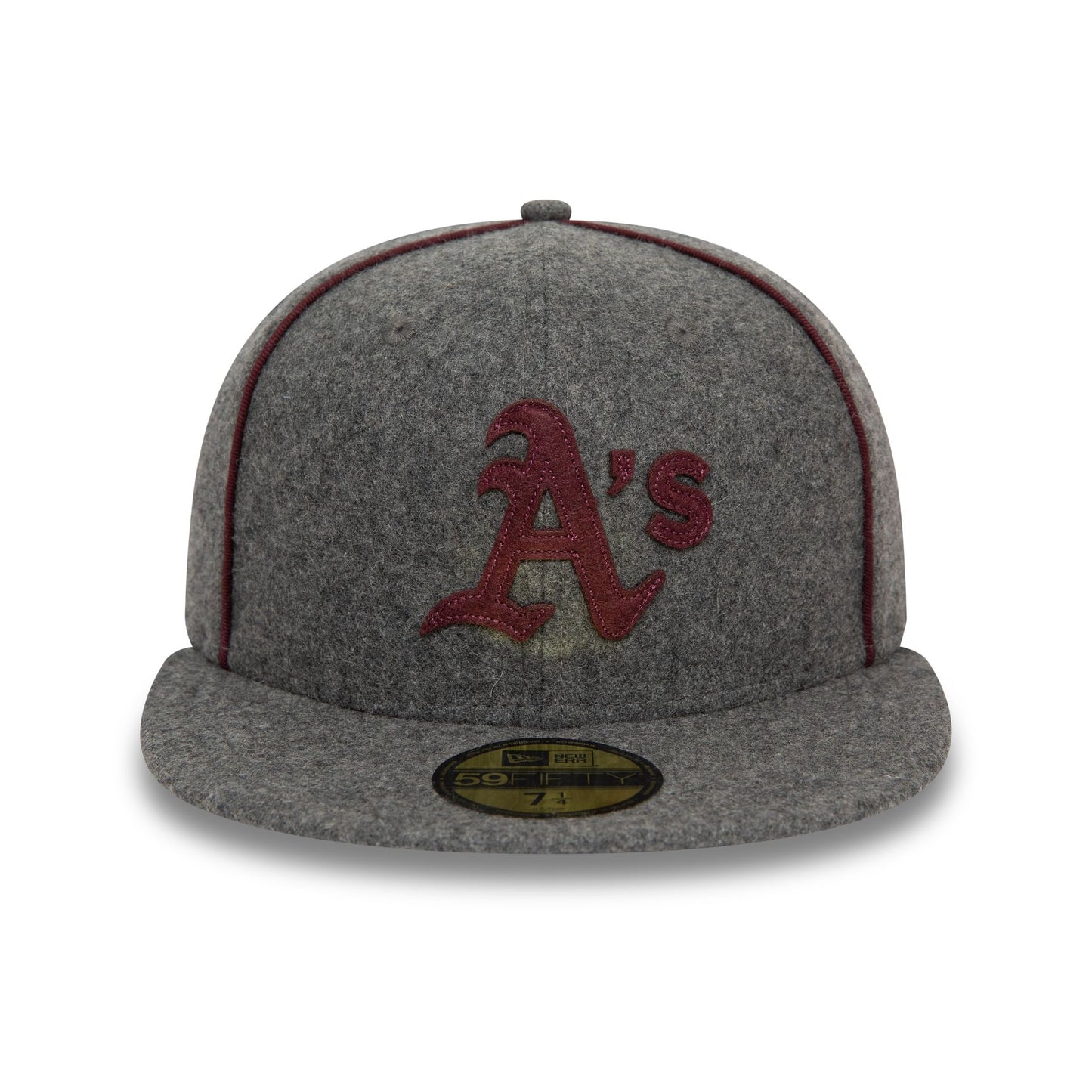 This is a Oakland Athletics Team Piping Wool Grey 59FIFTY Fitted Cap 3