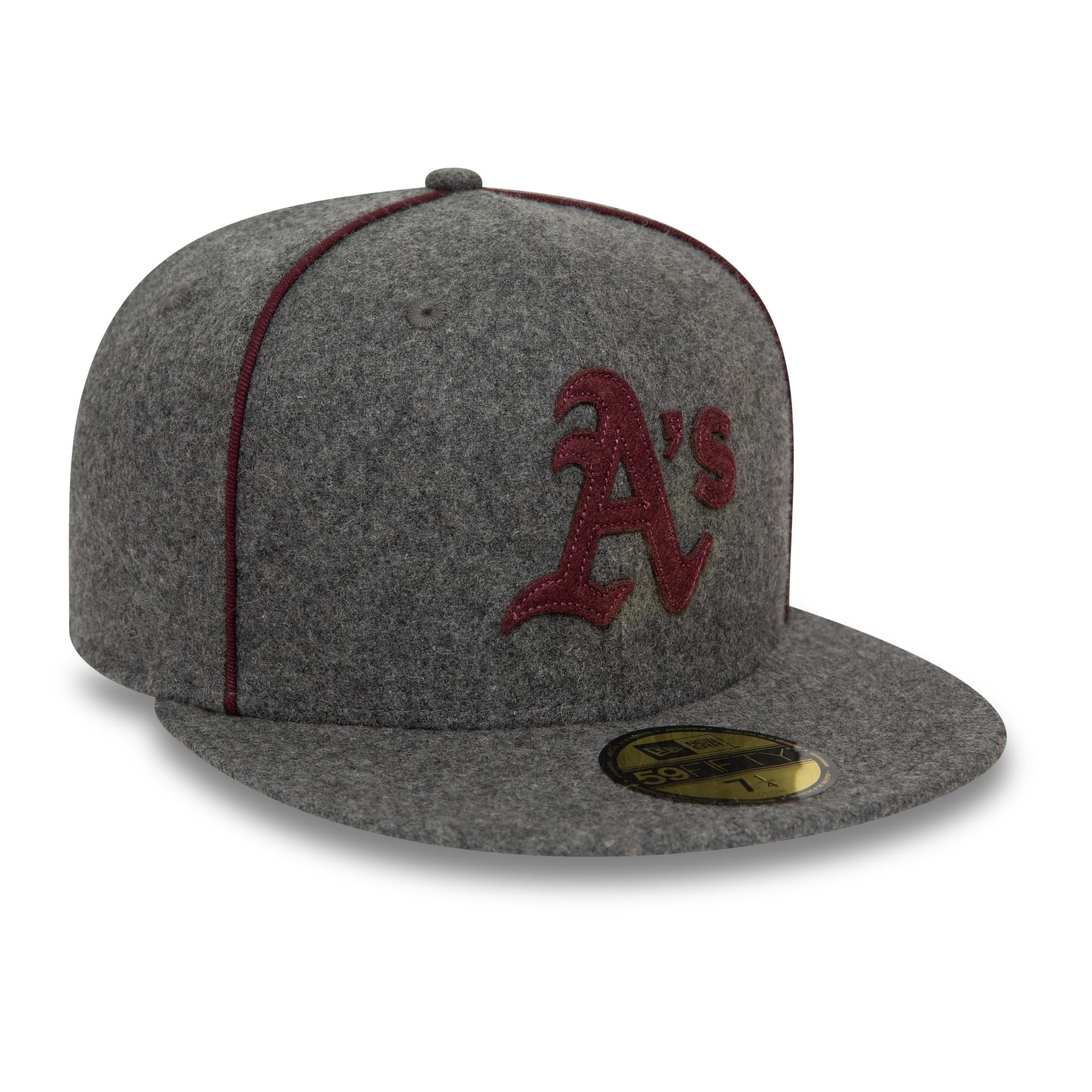 This is a Oakland Athletics Team Piping Wool Grey 59FIFTY Fitted Cap 4