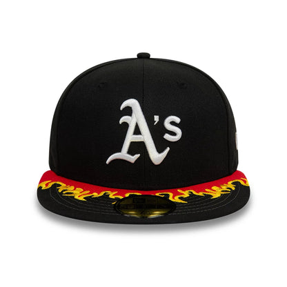 This is a Oakland Athletics MLB Flame Visor Black 59FIFTY Fitted Cap 2