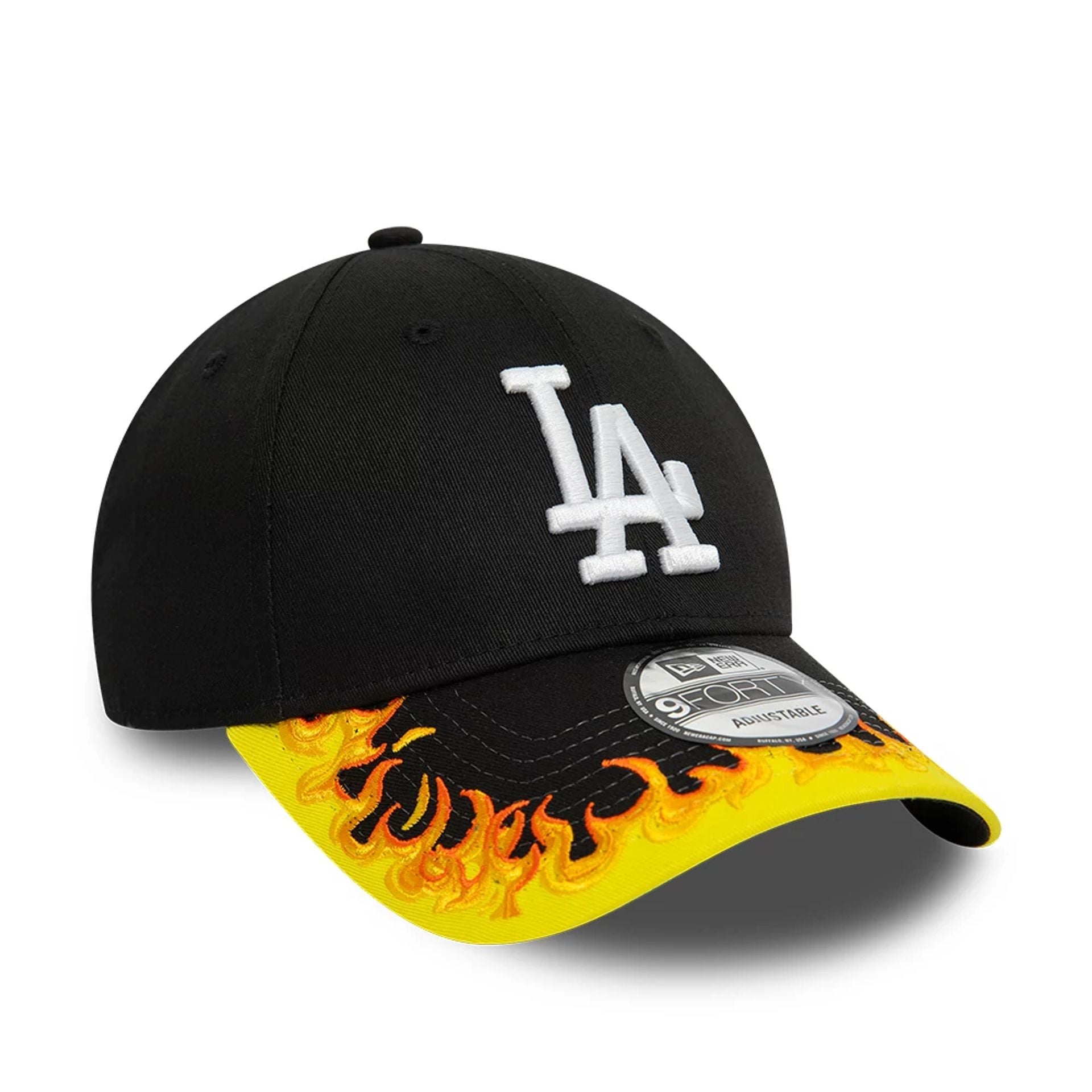 This is a LA Dodgers MLB Flame Visor Black 9FORTY Adjustable Cap 5