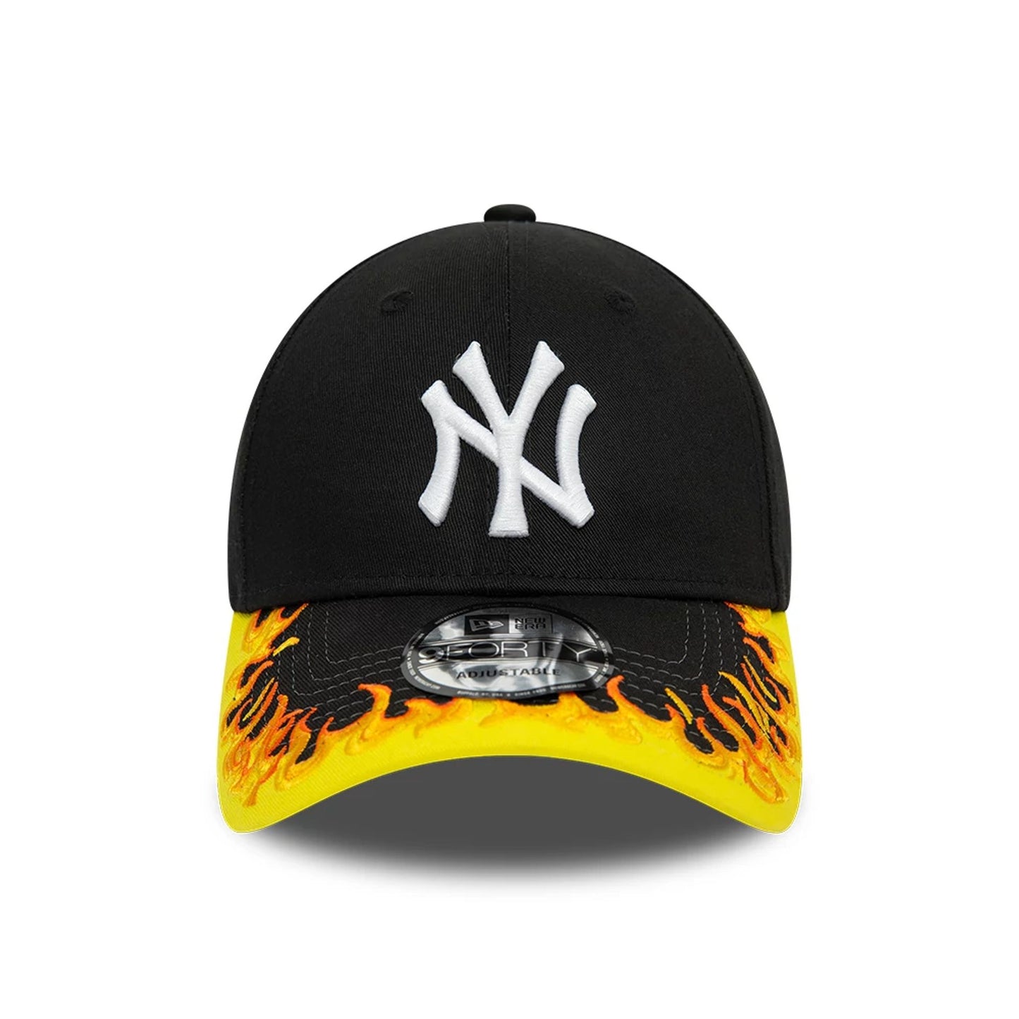 This is a New York Yankees MLB Flame Visor Black 9FORTY Adjustable Cap 4