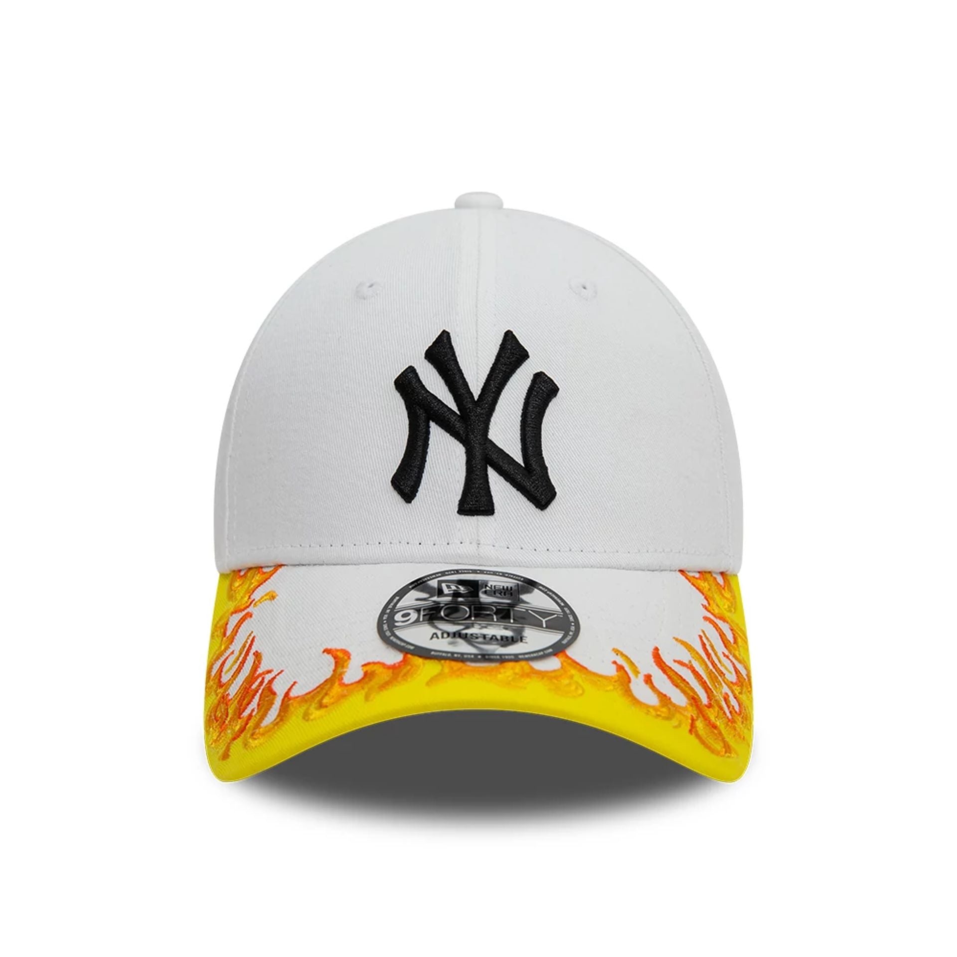 This is a New York Yankees MLB Flame Visor White 9FORTY Adjustable Cap 4