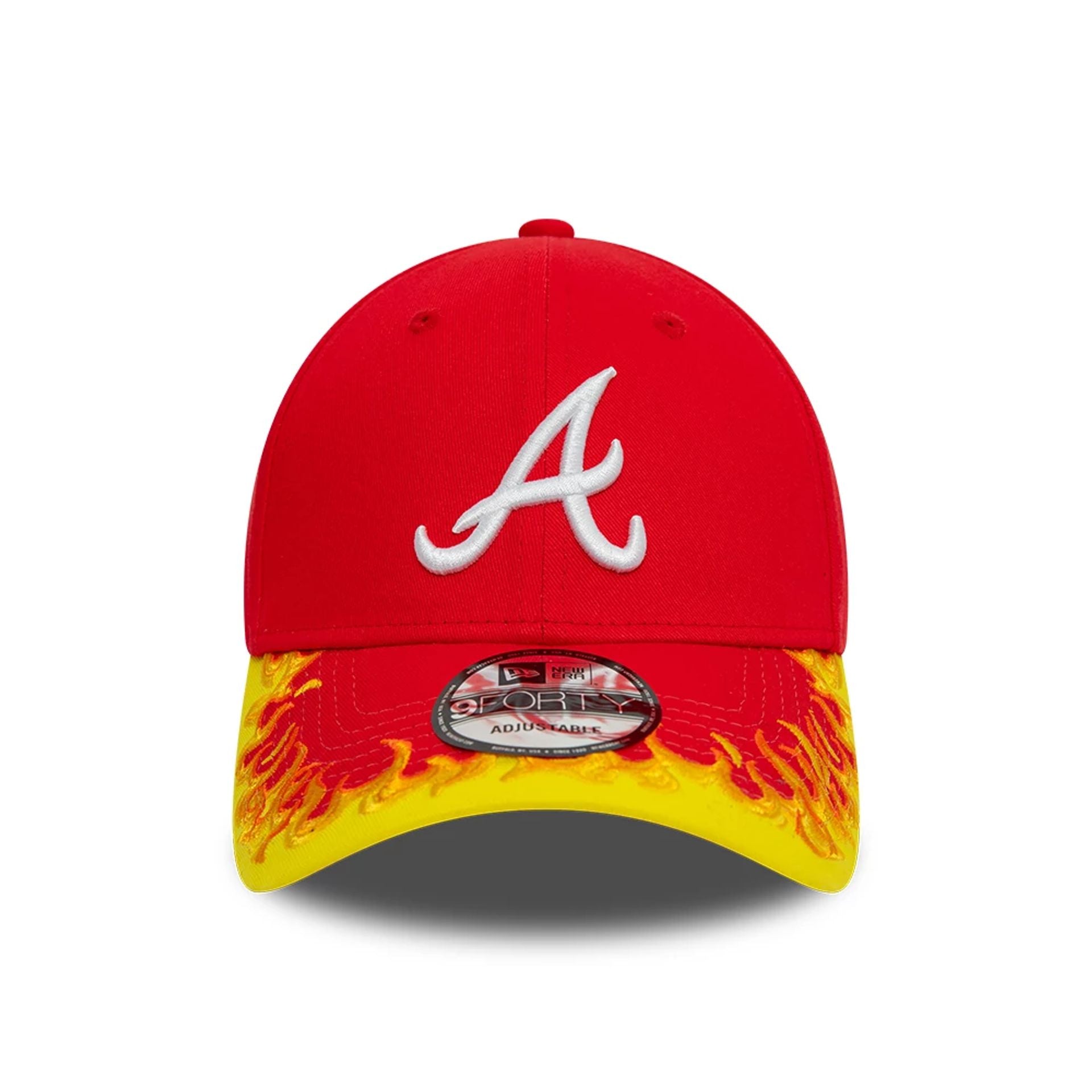 This is a Atlanta Braves MLB Flame Visor Red 9FORTY Adjustable Cap 2