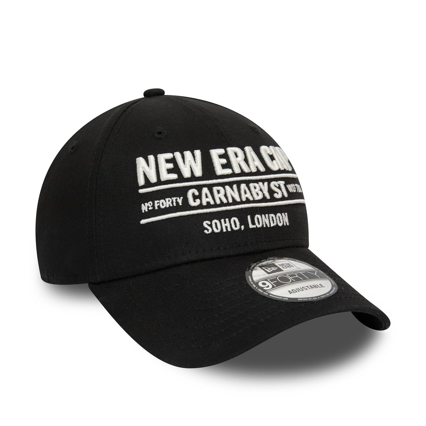 This is a New Era Carnaby Address Black 9FORTY Adjustable Cap 3