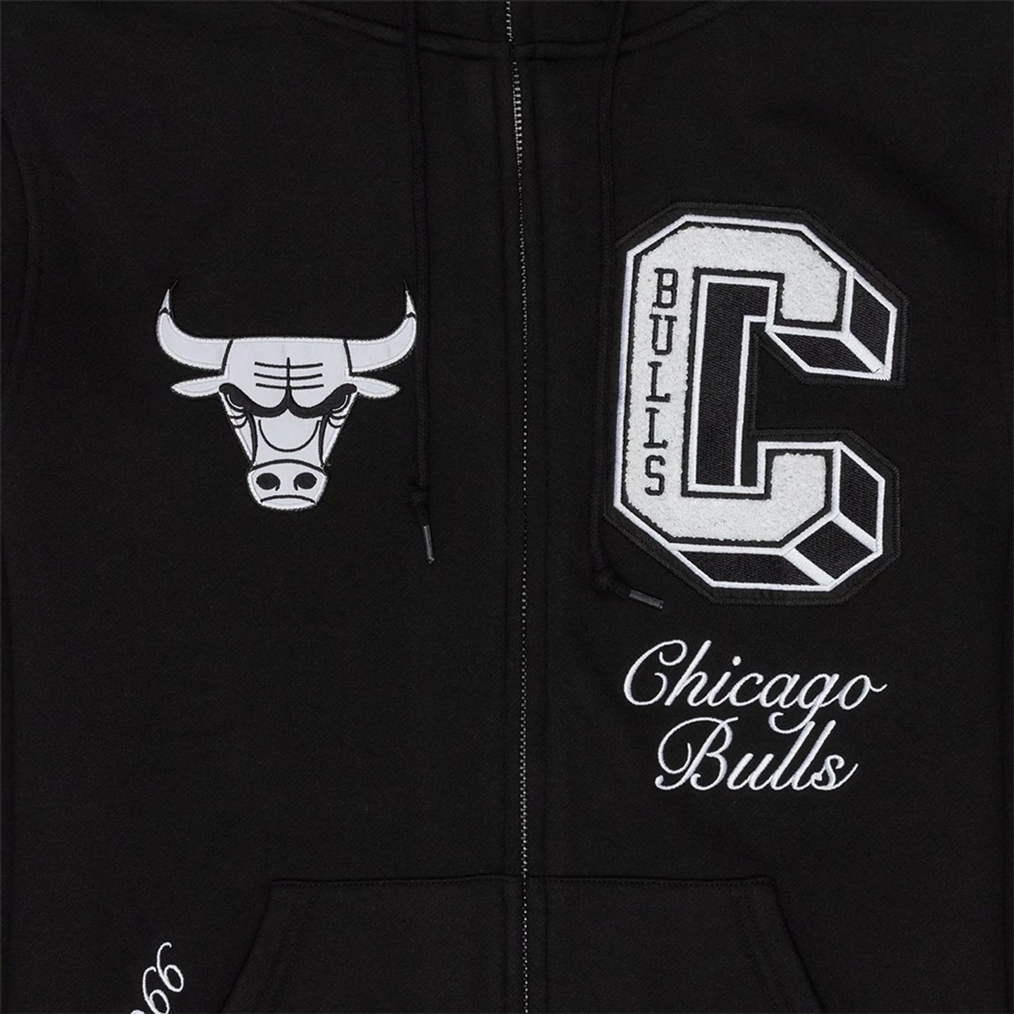 The Male model is wearing Chicago Bulls Ivy Sport Black Full Zip Hoodie 3