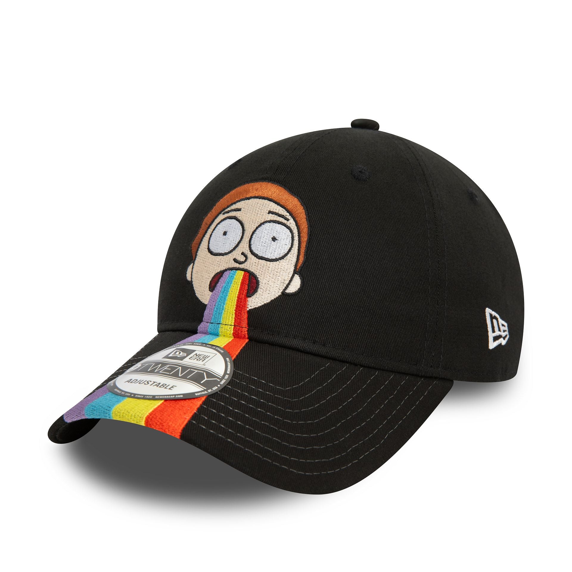 This is a Rick And Morty Rick Rainbow Morty Black 9TWENTY Adjustable Cap 3