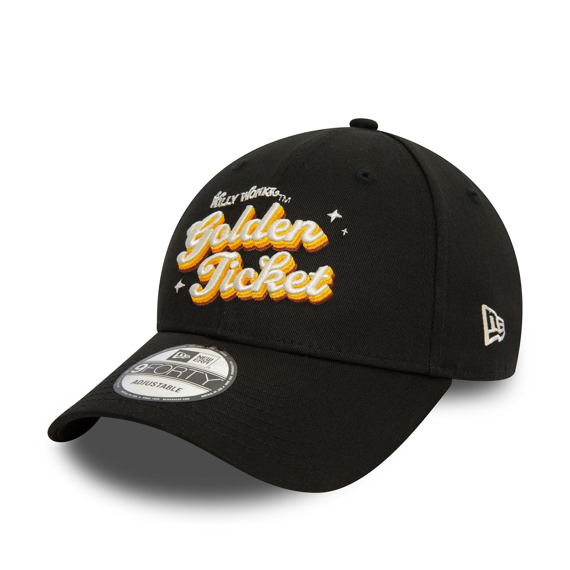 This is a Willy Wonka Golden Ticket Black 9FORTY Adjustable Cap 1