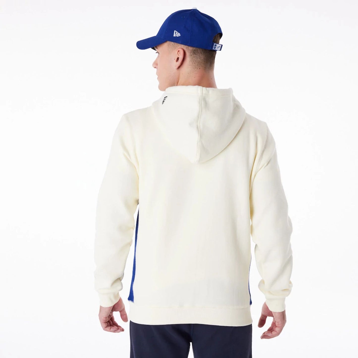 The Male model is wearing LA Dodgers MLB Chrome White Pullover Hoodie 2