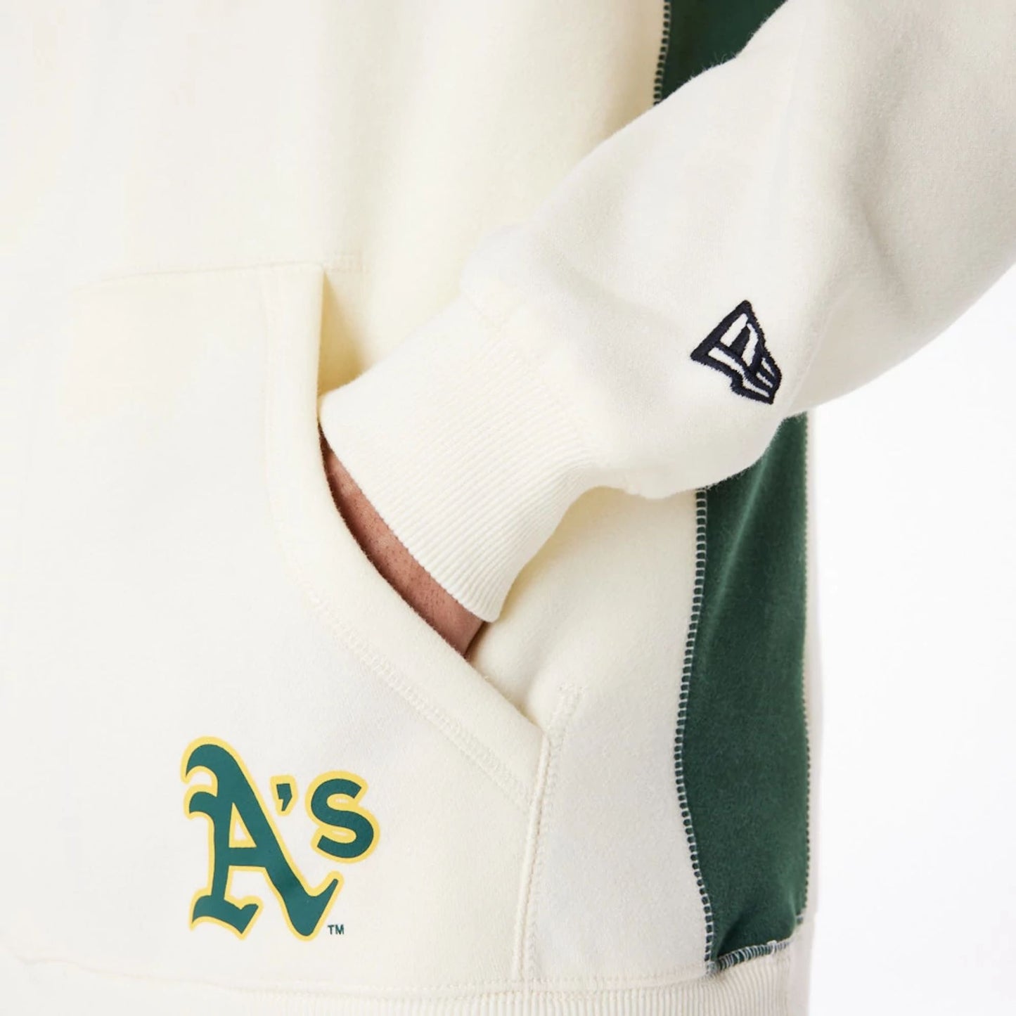 The Male model is wearing Oakland Athletics MLB Chrome White Pullover Hoodie 8