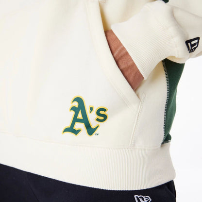 The Male model is wearing Oakland Athletics MLB Chrome White Pullover Hoodie 4