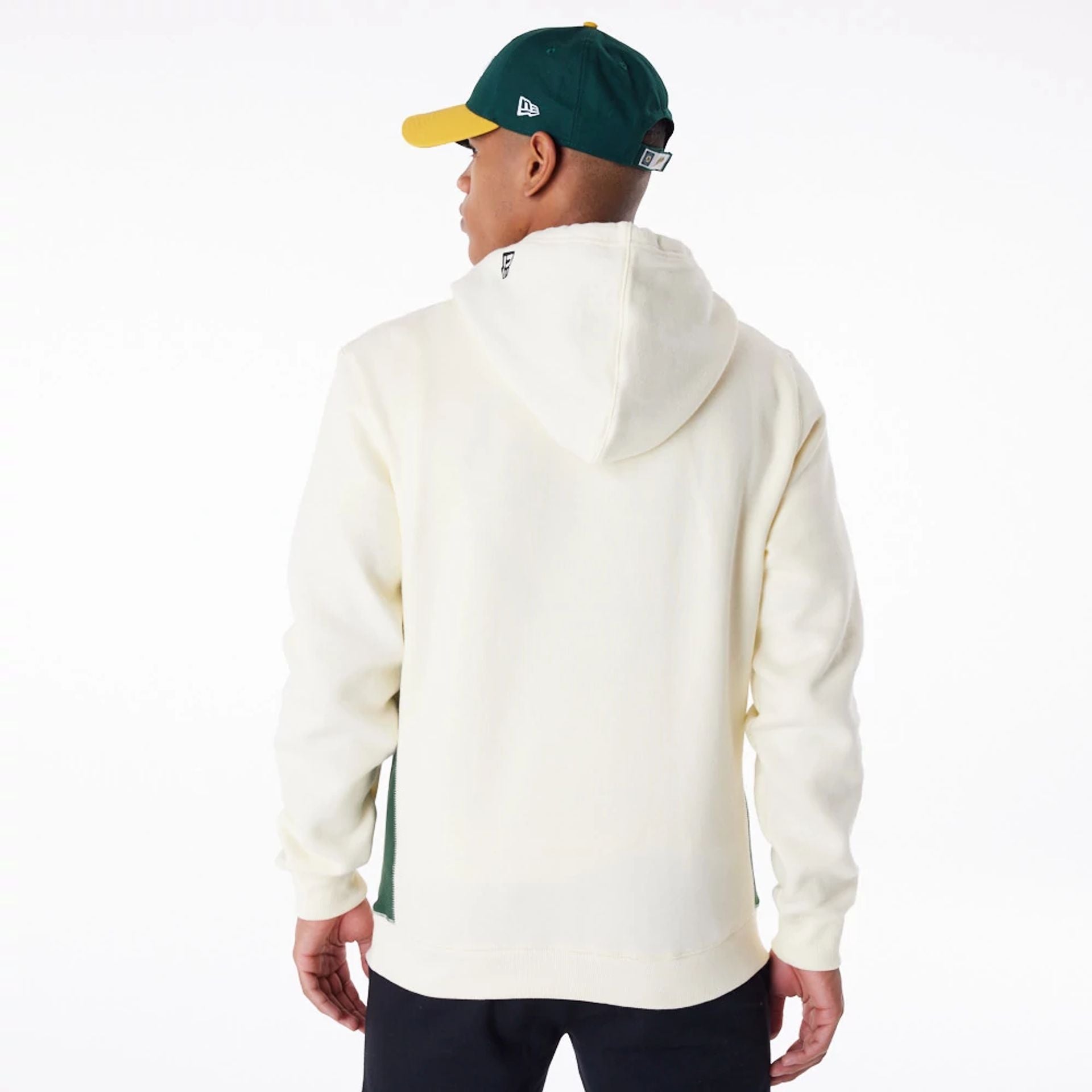 The Male model is wearing Oakland Athletics MLB Chrome White Pullover Hoodie 3