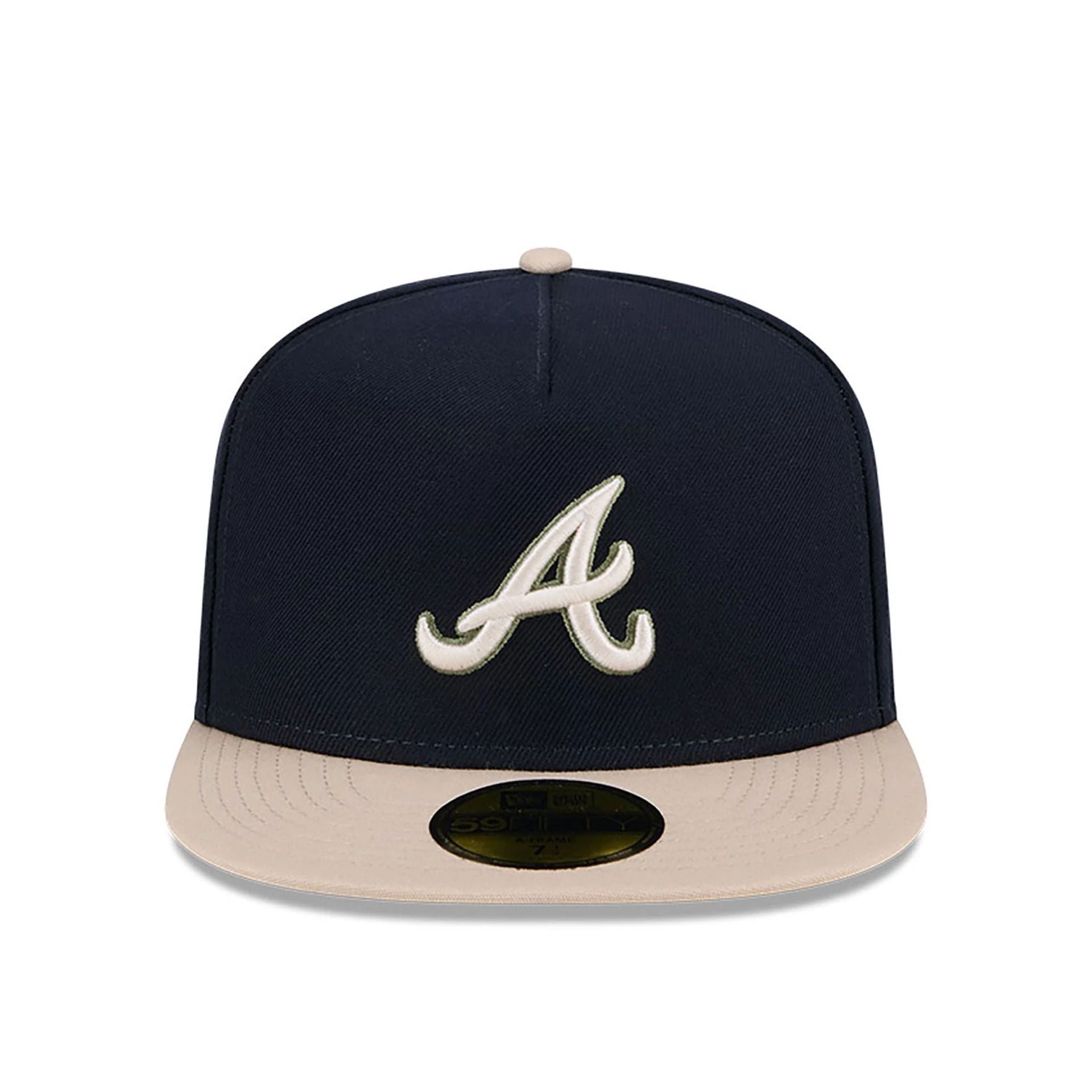 This is a Atlanta Braves Canvas Navy 59FIFTY Fitted A-Frame Cap 3