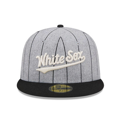 This is a Chicago White Sox Heather Pinstripe Grey 59FIFTY Fitted Cap 4