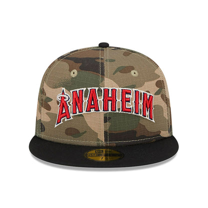 This is a LA Angels Camo Crown All Over Print Green 59FIFTY Fitted Cap 3