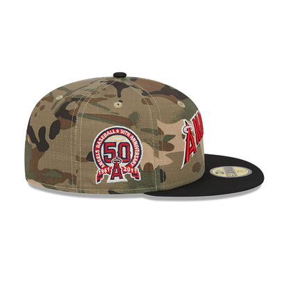 This is a LA Angels Camo Crown All Over Print Green 59FIFTY Fitted Cap 7