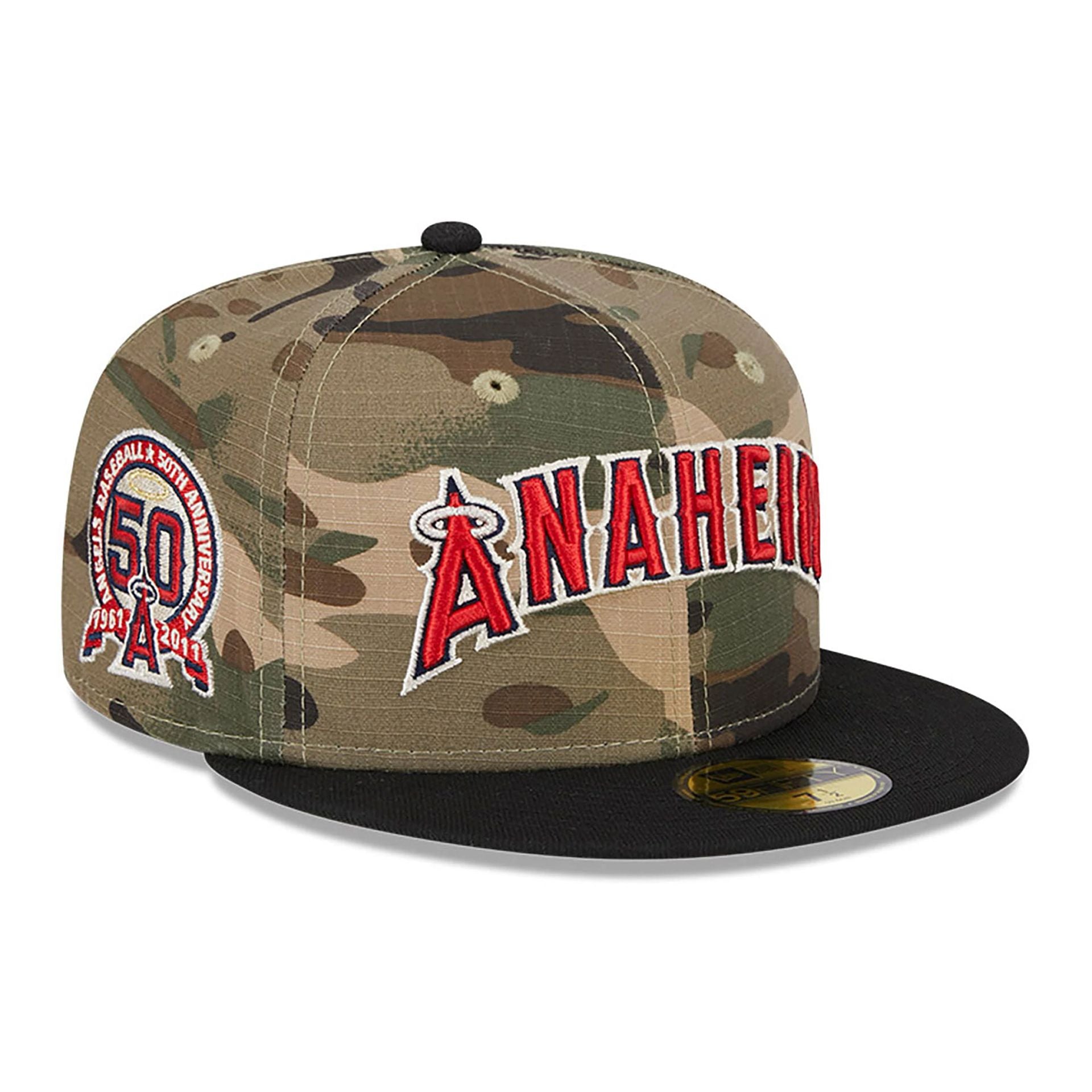 This is a LA Angels Camo Crown Green 59FIFTY Fitted Cap 1