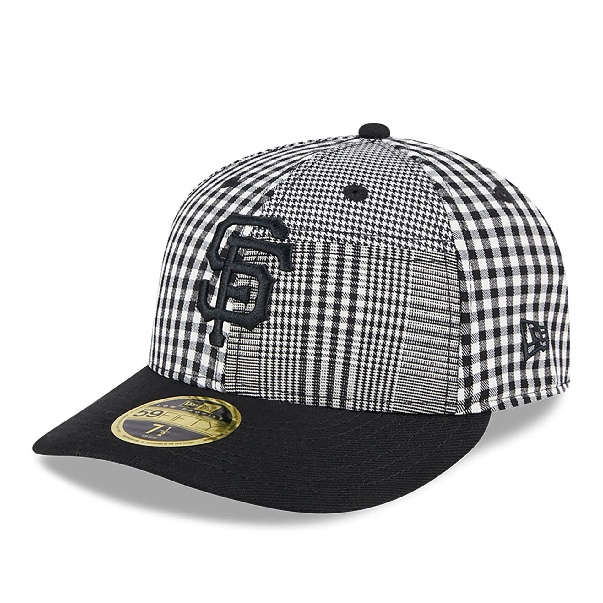 This is a San Francisco Giants Patch Plaid Black Low Profile 59FIFTY Fitted Cap 1