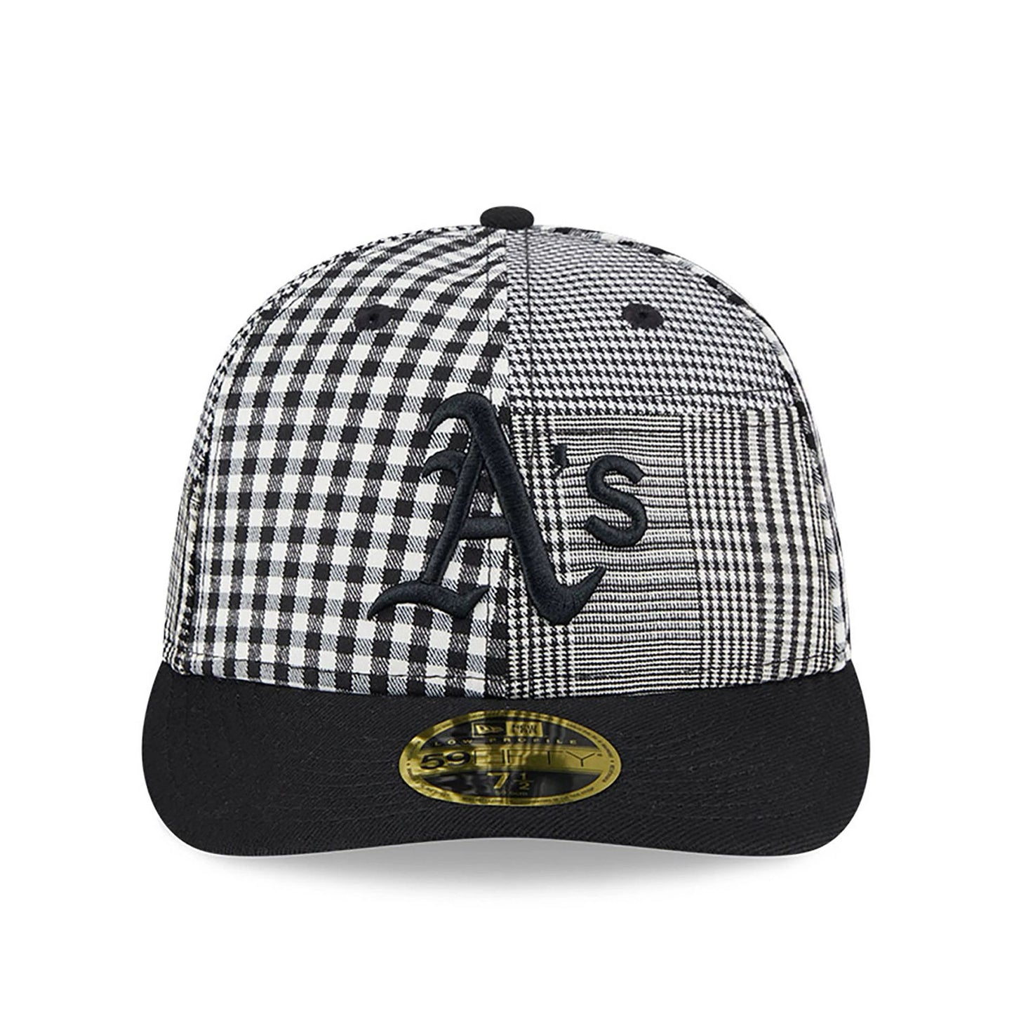 This is a Oakland Athletics Patch Plaid Black Low Profile 59FIFTY Fitted Cap 3