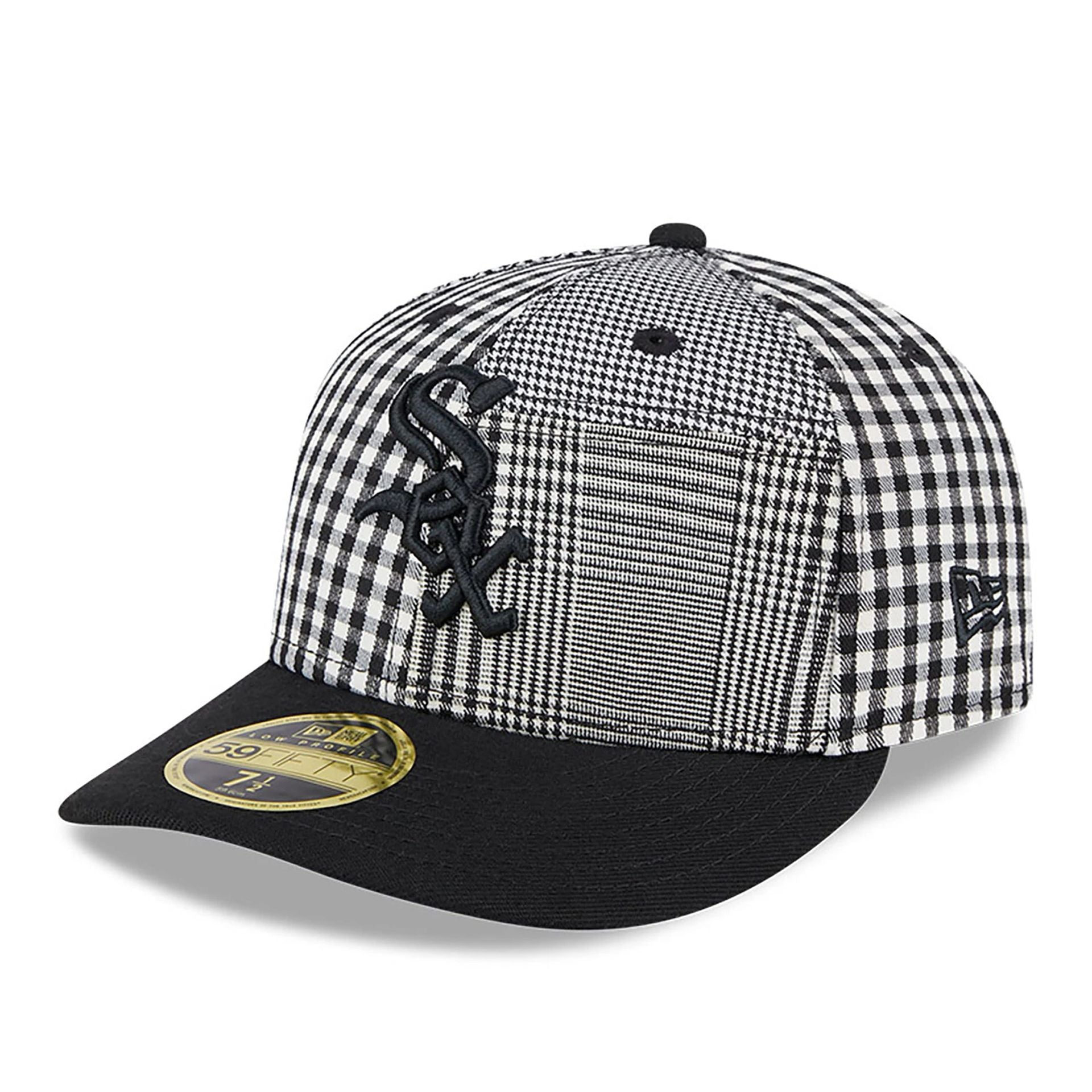 This is a Chicago White Sox Patch Plaid Black Low Profile 59FIFTY Fitted Cap 1