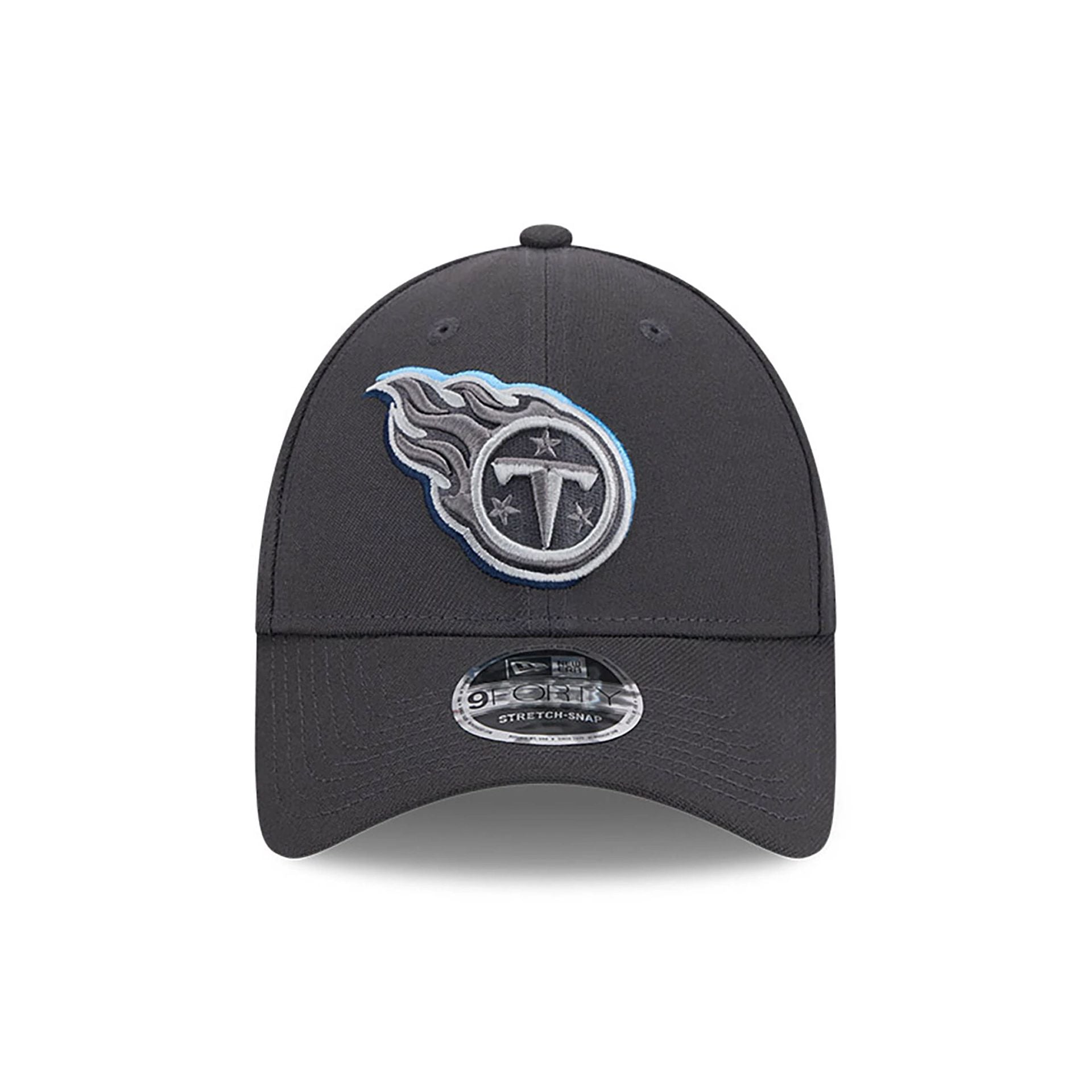 This is a Tennessee Titans NFL Draft 2024 Dark Grey 9FORTY Stretch-Snap Cap 3