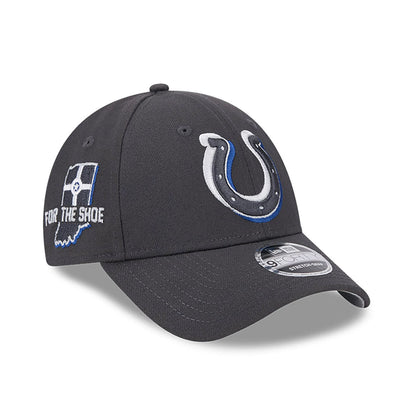 This is a Indianapolis Colts NFL Draft 2024 Dark Grey 9FORTY Stretch-Snap Cap 3