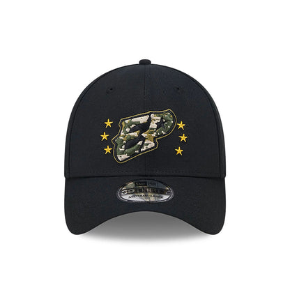 This is a El Paso Chihuahuas MiLB Armed Forces Day 2024 Black 39THIRTY Stretch Fit Cap 3