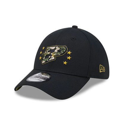 This is a El Paso Chihuahuas MiLB Armed Forces Day 2024 Black 39THIRTY Stretch Fit Cap 4