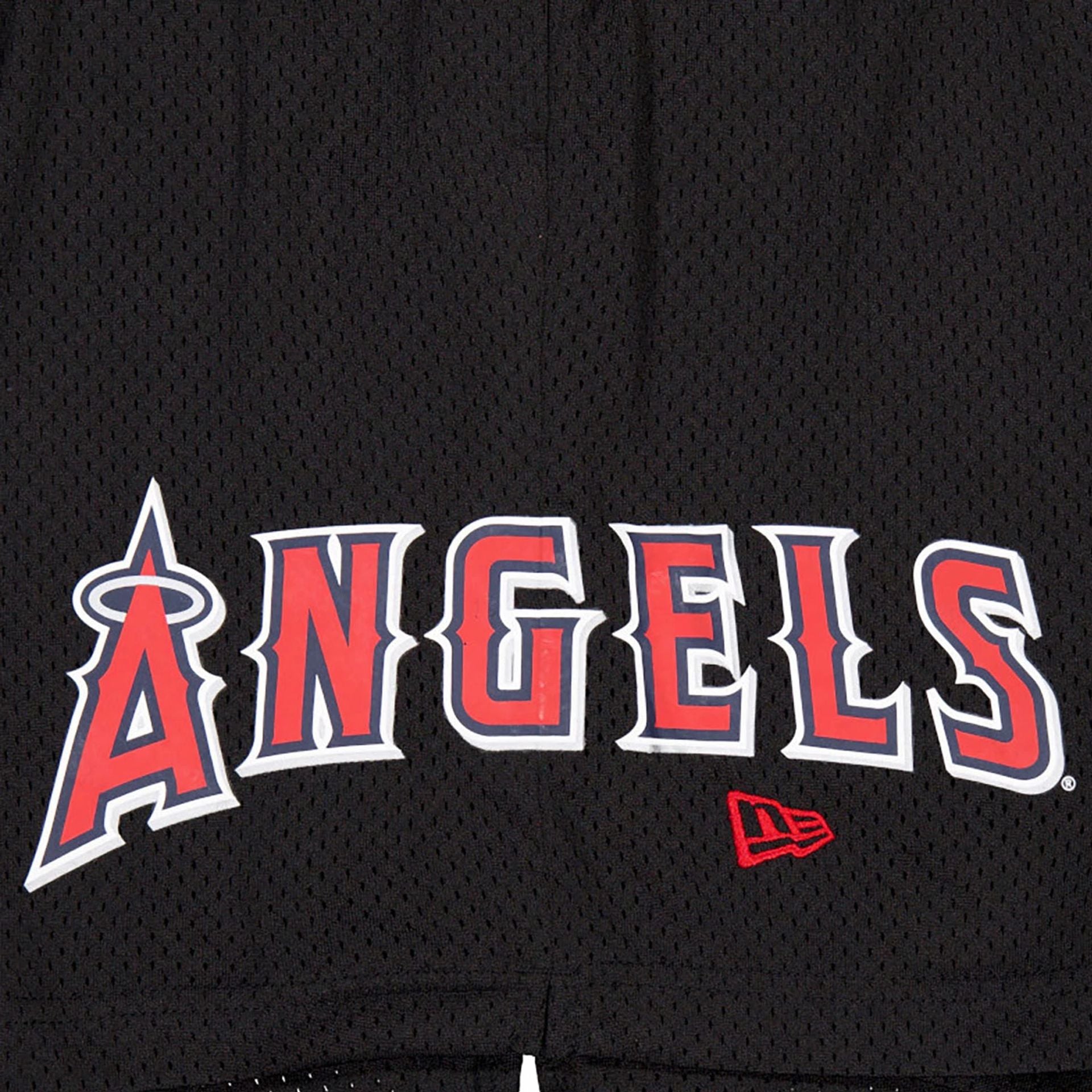 The Male model is wearing LA Angels MLB Custom Black Mesh Shorts 4