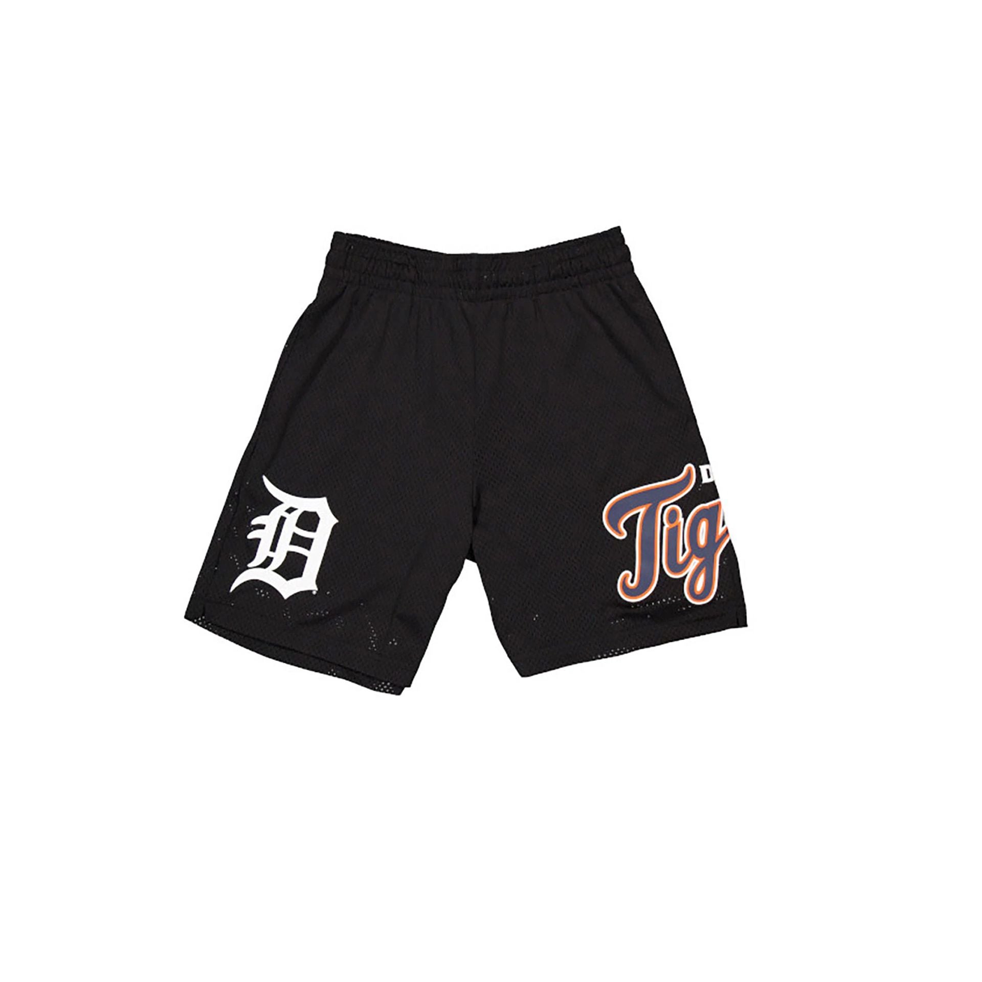 The Male model is wearing Detroit Tigers MLB Custom Black Mesh Shorts 1