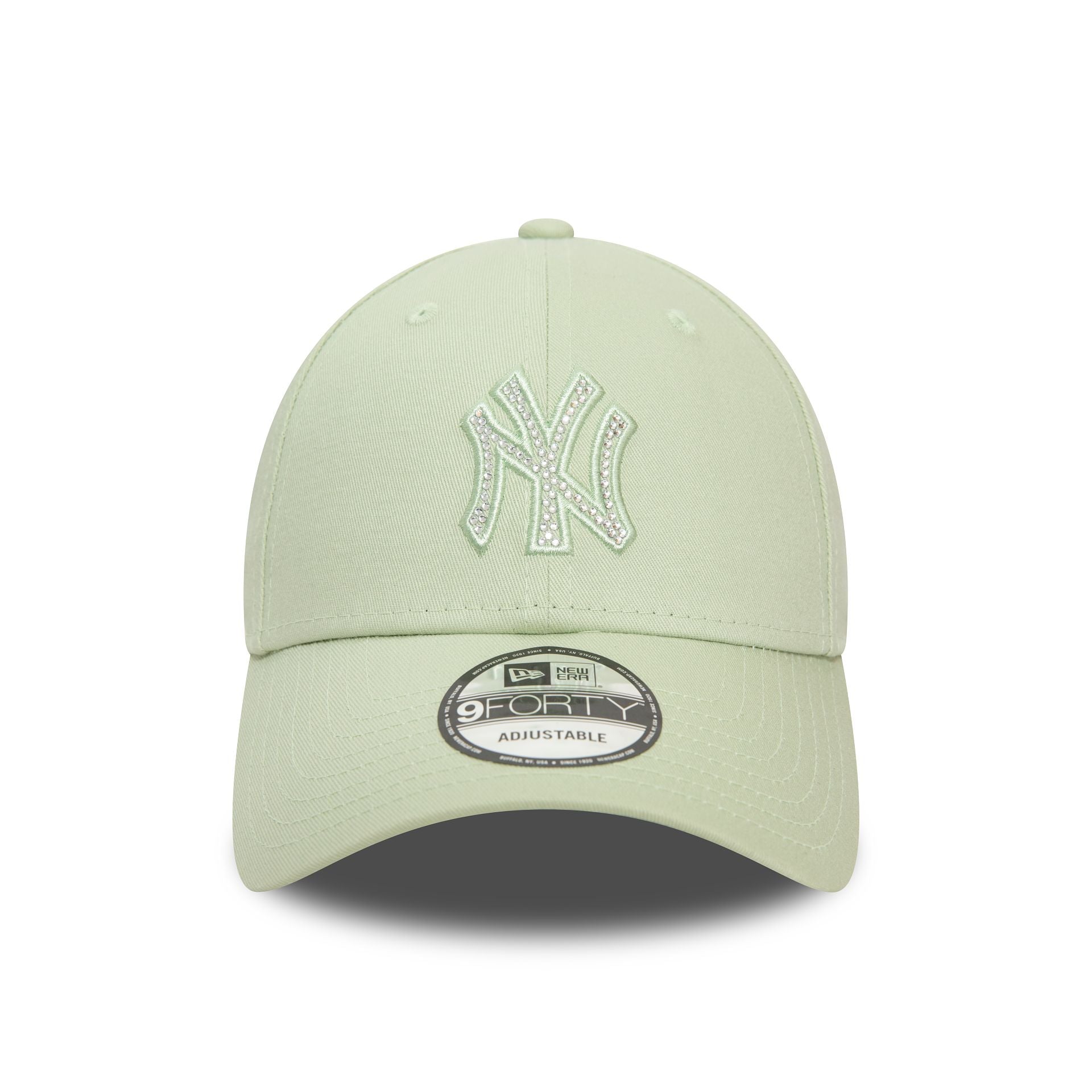 This is a New York Yankees MLB Icy Rhinestone Pastel Green 9FORTY Adjustable Cap 2