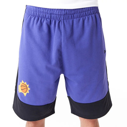 The Male model is wearing Phoenix Suns NBA Colour Block Dark Purple Shorts 5