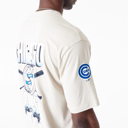 The Male model is wearing Chicago Cubs Baseball Oversized Graphic Stone T-Shirt 5