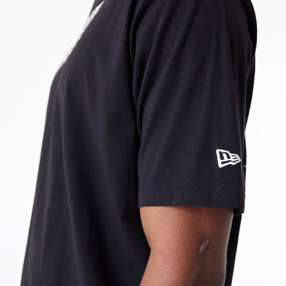 The Male model is wearing Miami Heat NBA Championship Black Oversized T-Shirt 3