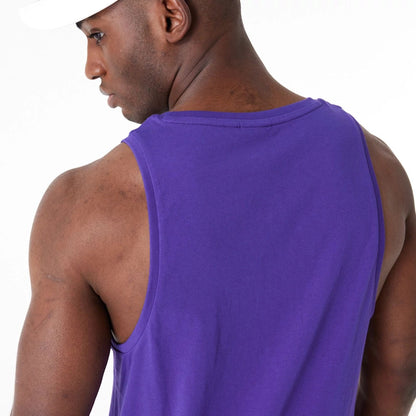 The Male model is wearing LA Lakers NBA Palm Tree Infill Purple Tank Top 7