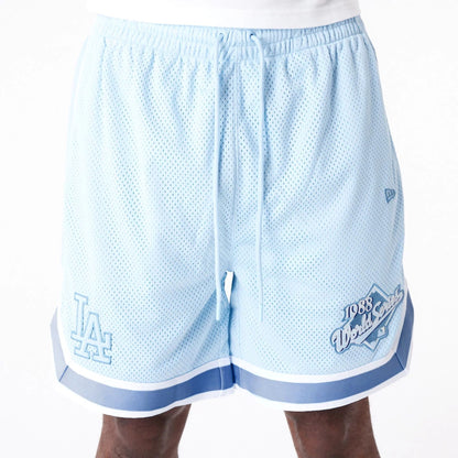 The Male model is wearing LA Dodgers World Series Pastel Blue Mesh Shorts 4