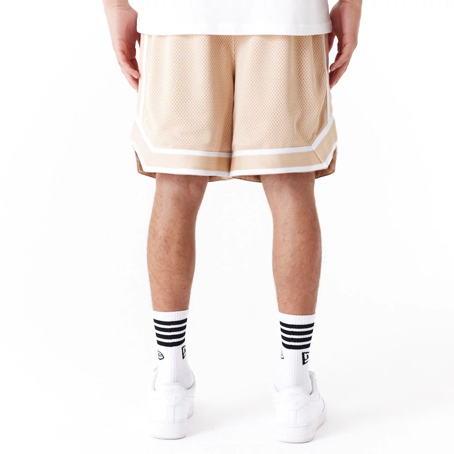 The Male model is wearing Arizona Diamondbacks World Series Light Beige Mesh Shorts 2