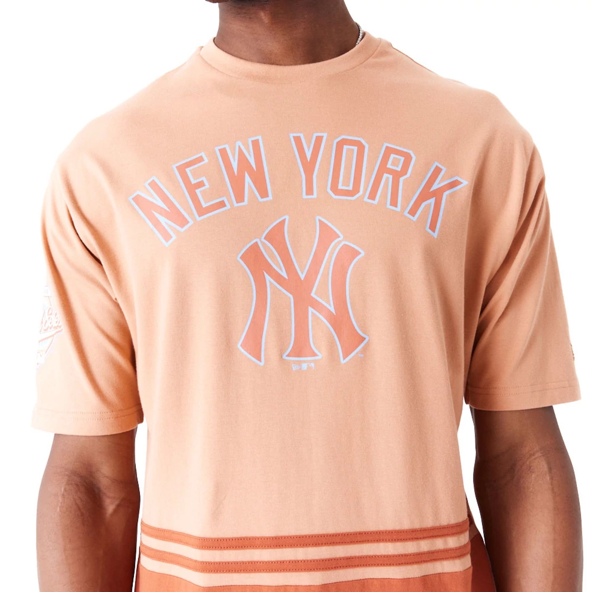 The Male model is wearing New York Yankees World Series Brown Oversized T-Shirt 2