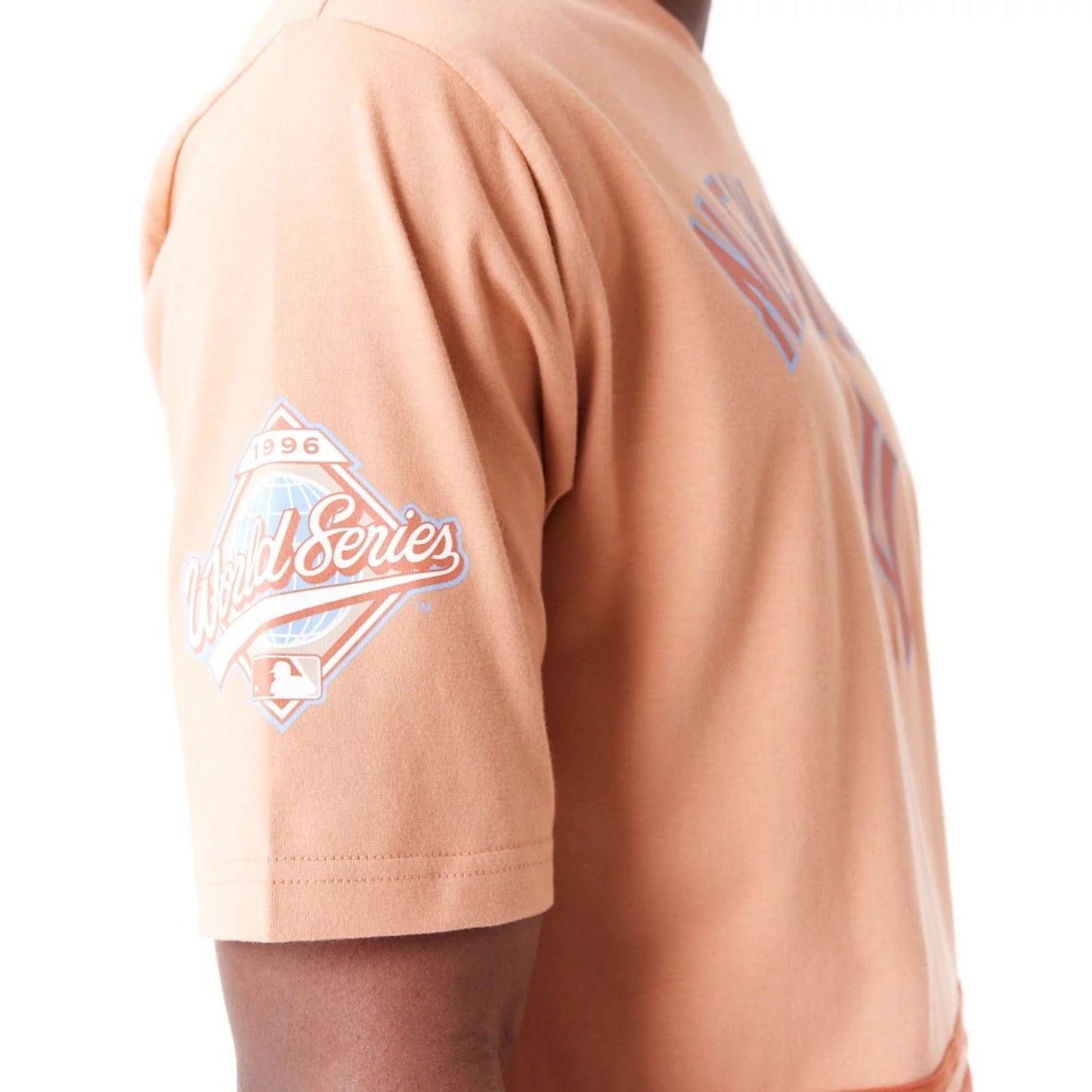 The Male model is wearing New York Yankees World Series Brown Oversized T-Shirt 4