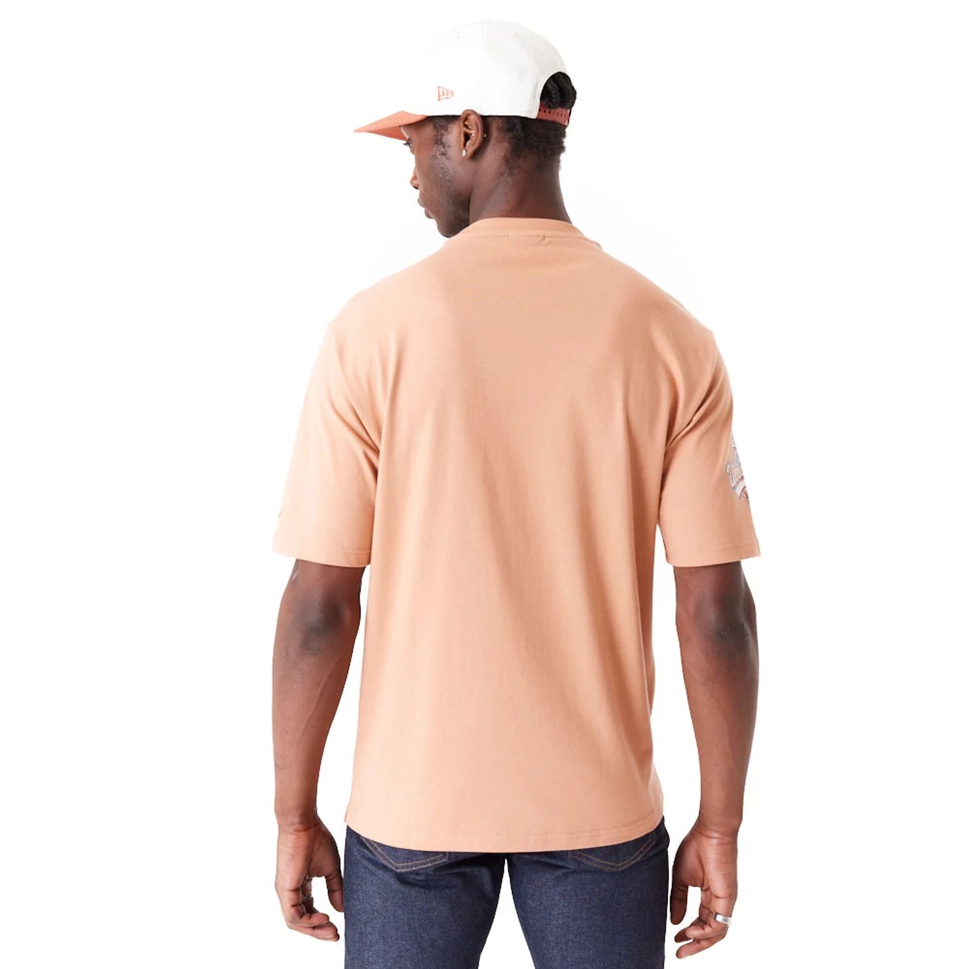 The Male model is wearing New York Yankees World Series Brown Oversized T-Shirt 5