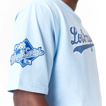 The Male model is wearing LA Dodgers World Series Pastel Blue Oversized T-Shirt 5