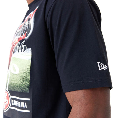 The Male model is wearing San Francisco 49Ers NFL Team Graphic Black Oversized T-Shirt 6