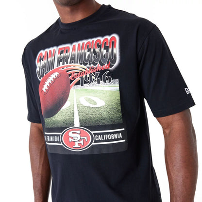 The Male model is wearing San Francisco 49Ers NFL Team Graphic Black Oversized T-Shirt 2