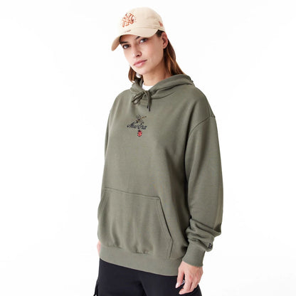 The Male model is wearing New Era Floral Graphic Green Oversized Pullover Hoodie 5