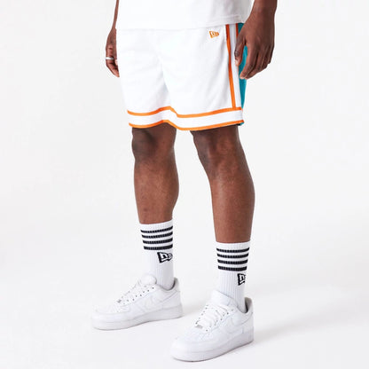 The Male model is wearing Miami Dolphins NFL Colour Block White Shorts 9