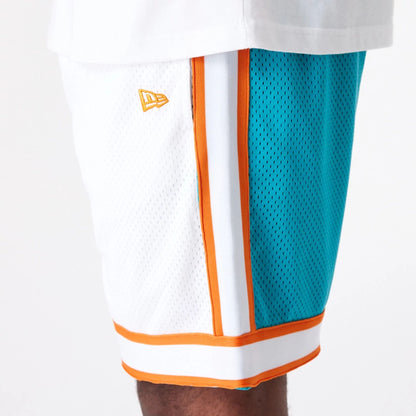 The Male model is wearing Miami Dolphins NFL Colour Block White Shorts 5