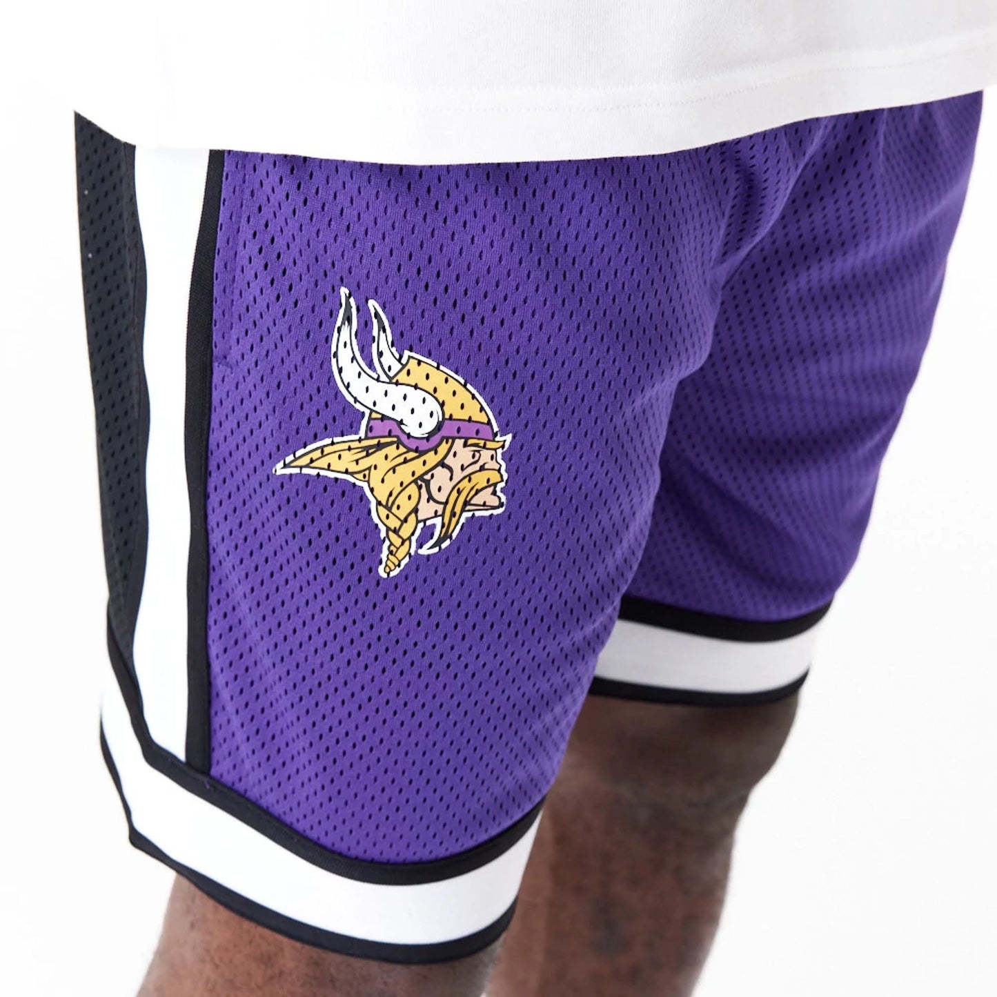 The Male model is wearing Minnesota Vikings NFL Colour Block Purple Shorts 6