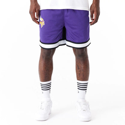 The Male model is wearing Minnesota Vikings NFL Colour Block Purple Shorts 4