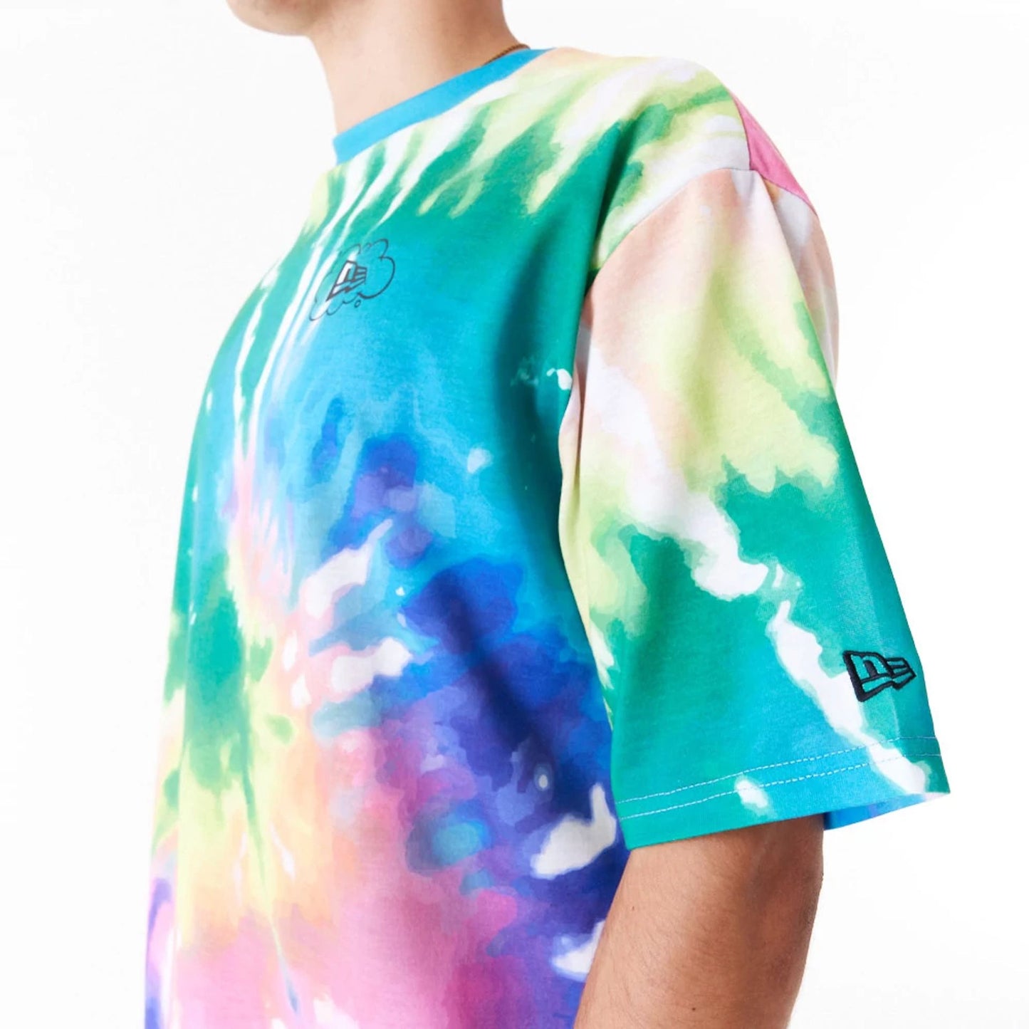 The Male model is wearing New Era Tie Dye Multi-Coloured Oversized T-Shirt 3