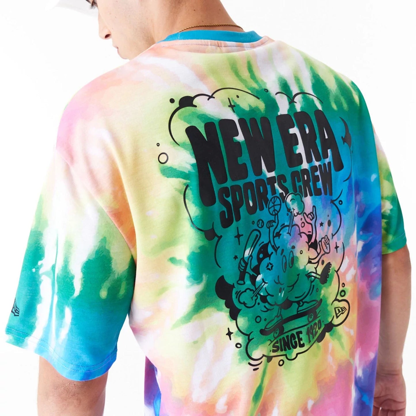 The Male model is wearing New Era Tie Dye Multi-Coloured Oversized T-Shirt 5