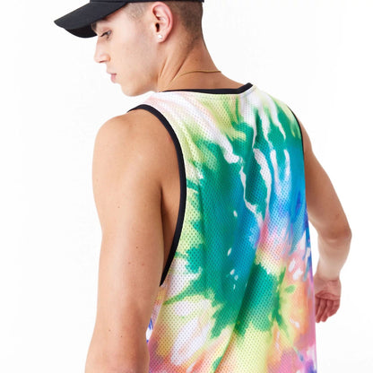 The Male model is wearing New Era Tie Dye Multi-Coloured Tank Top 4